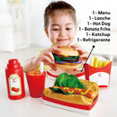 Kit Fast Food Infantil de Madeira e Feltro: Hambúrguer, Hot Dog e Batata Frita | Hape