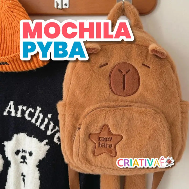 Mochila Pyba - Bolsa Escolar Capivara Pelúcia