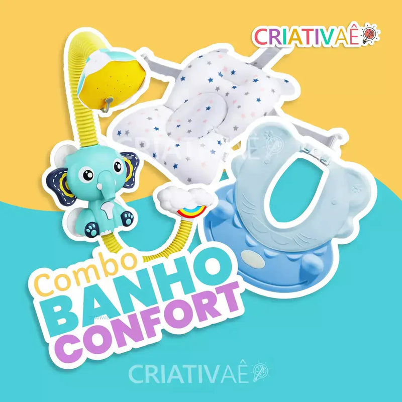 Combo Banho Confort (Chuveirinho + Assento de Banho Baby + Chapeuzinho Protetor)