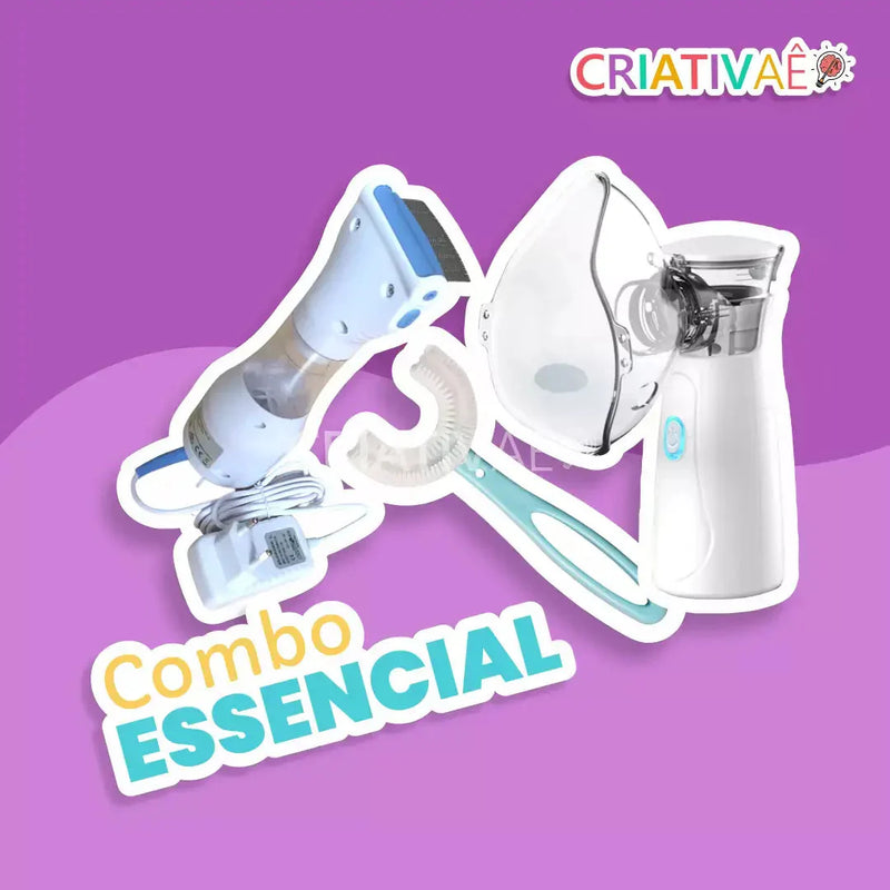 Combo Essencial (Pente elétrico anti piolho + Nebulizador + Escova 360°)