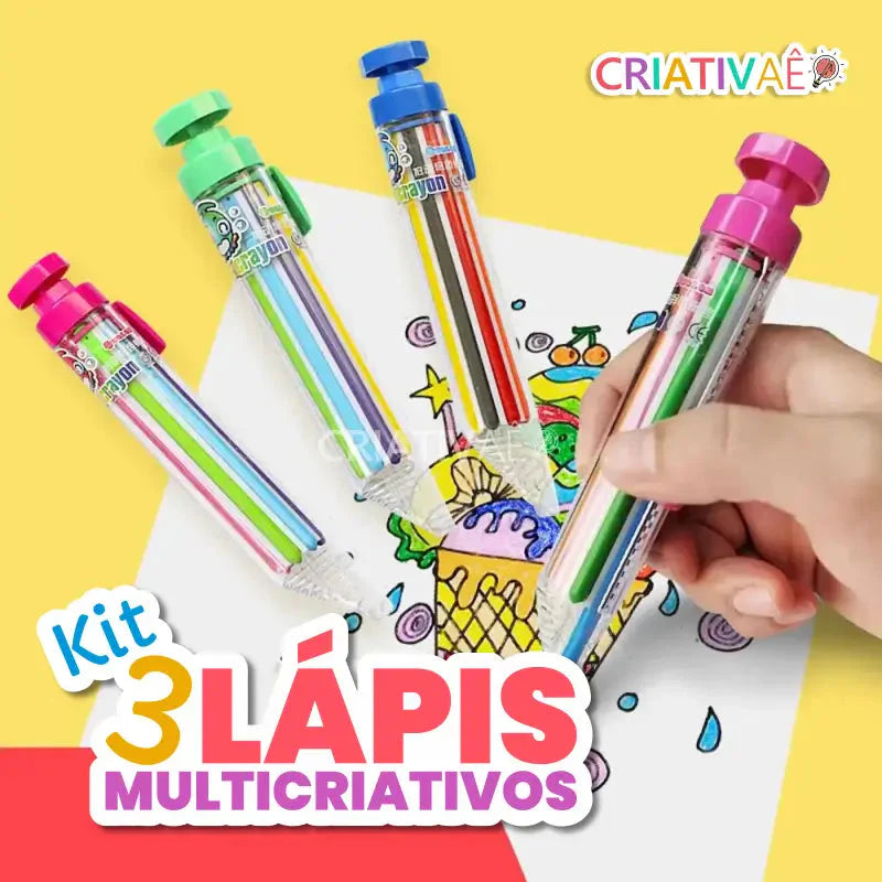 Kit 3 Lápis Multicriativos