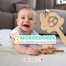 KIT 3 Mordedores de madeira para bebê