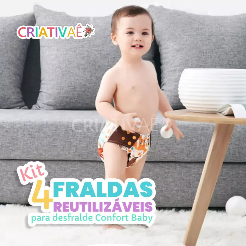 Kit 4 Fraldas Reutilizáveis para desfralde Confort Baby