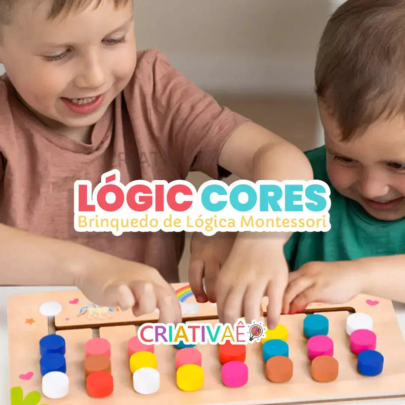 Lógic Cores - Brinquedo de Lógica Montessori de Madeira Educativo