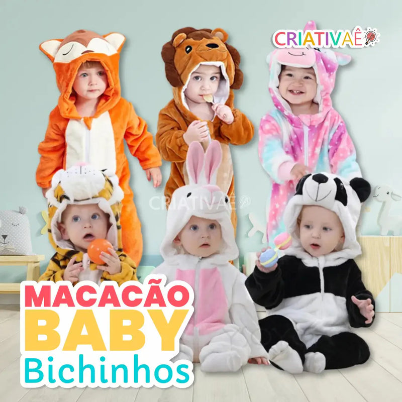 Macacão Baby Bichinhos Criativaê - Tecido Premium Resistente e Antialérgico